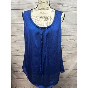 Willi Smith Royal Blue Sleeveless Tie Neck‎ Blouse Top - Size L